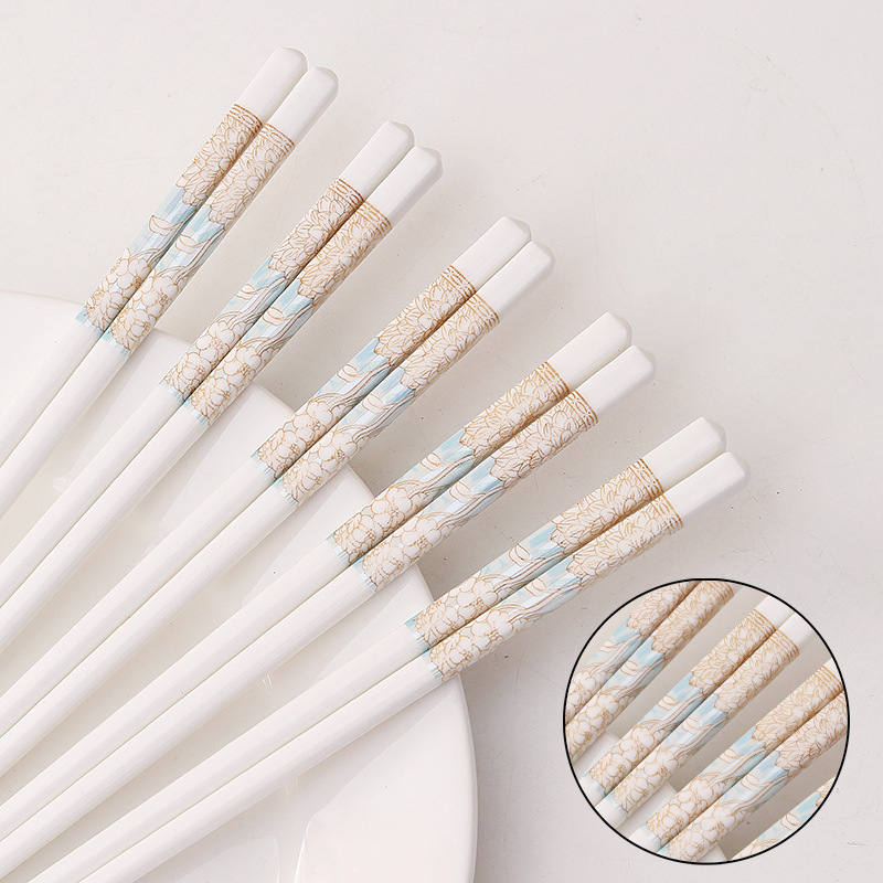 Set bețișoare ceramice, 10 perechi, ușor de curățat, bețișoare ceramice albe, rezistente la mucegai și la temperaturi înalte, pentru uz casnic, design elegant, antiderapante
