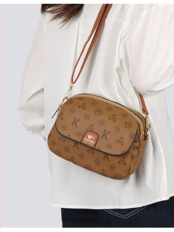 Ženska crossbody torba u korejskom stilu, vintage inspiracija, otisak s motivom školjke, svestrana i stilska torba preko ramena