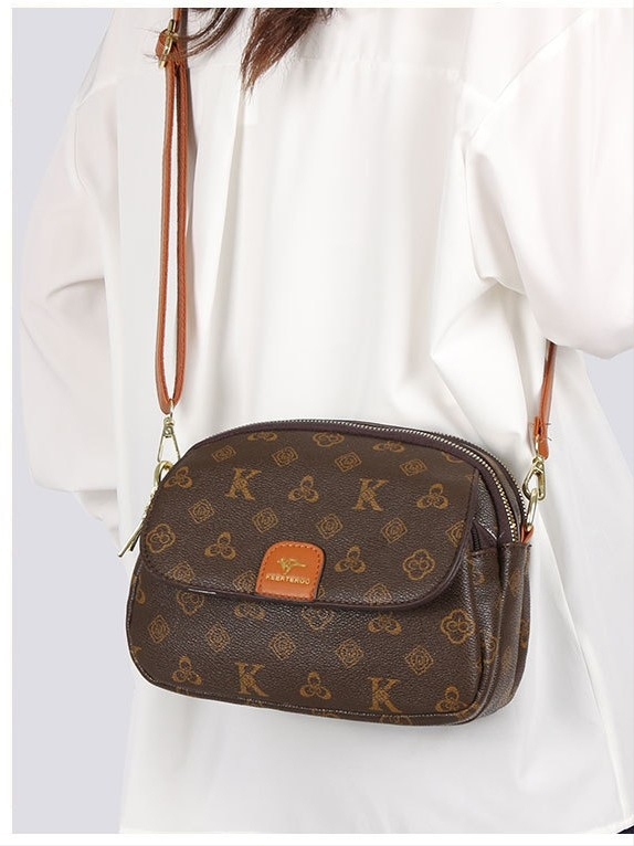 Ženska crossbody torba u korejskom stilu, vintage inspiracija, otisak s motivom školjke, svestrana i stilska torba preko ramena