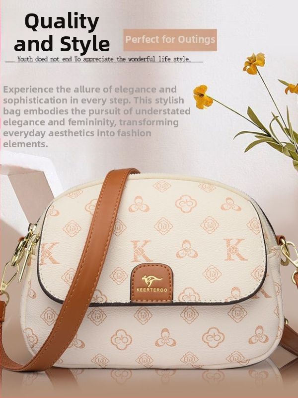 Ženska crossbody torba u korejskom stilu, vintage inspiracija, otisak s motivom školjke, svestrana i stilska torba preko ramena