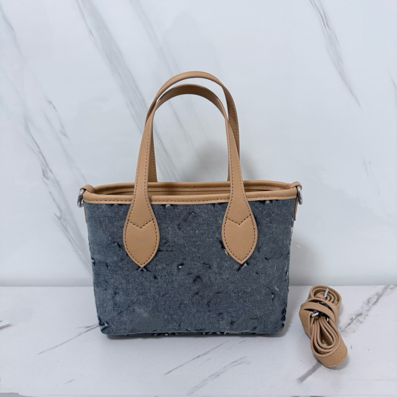 Ženska bucket bag, urbanistički minimalistički dizajn, PU denim, srednja veličina, zatvarač, crossbody naramenica, jesen 2025