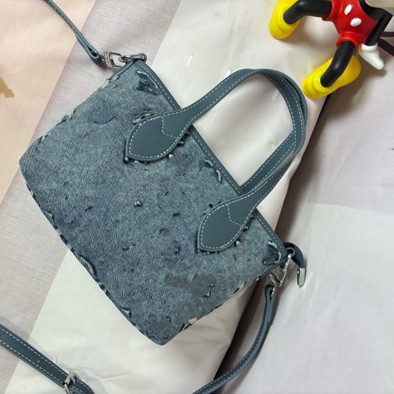 Ženska bucket bag, urbanistički minimalistički dizajn, PU denim, srednja veličina, zatvarač, crossbody naramenica, jesen 2025