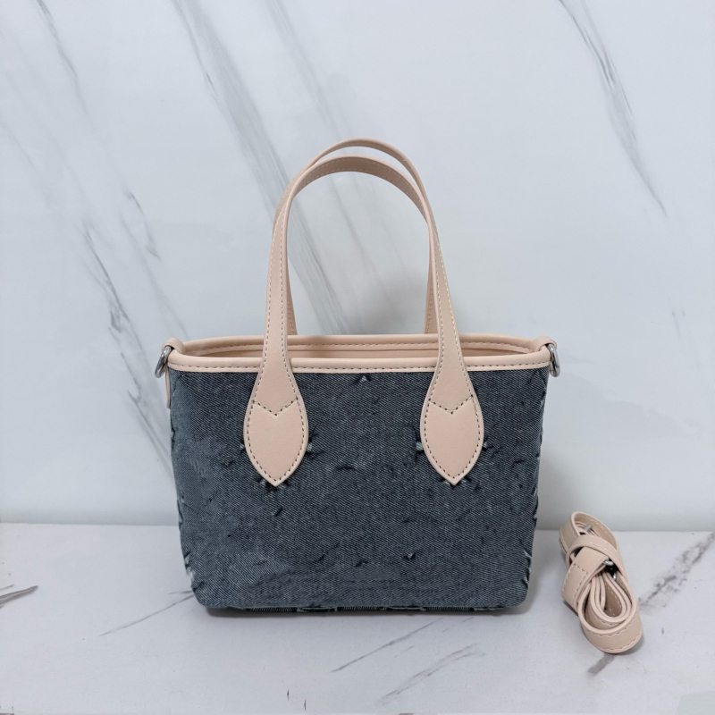 Ženska bucket bag, urbanistički minimalistički dizajn, PU denim, srednja veličina, zatvarač, crossbody naramenica, jesen 2025