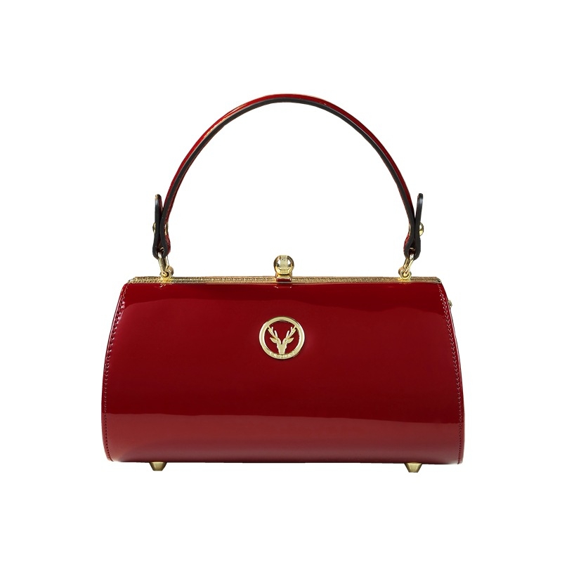 Lakirana ženska torbica za rame, mala crossbody torba s kopčom, kineski stil cheongsam inspiriran dizajn, jednostavan i svestran