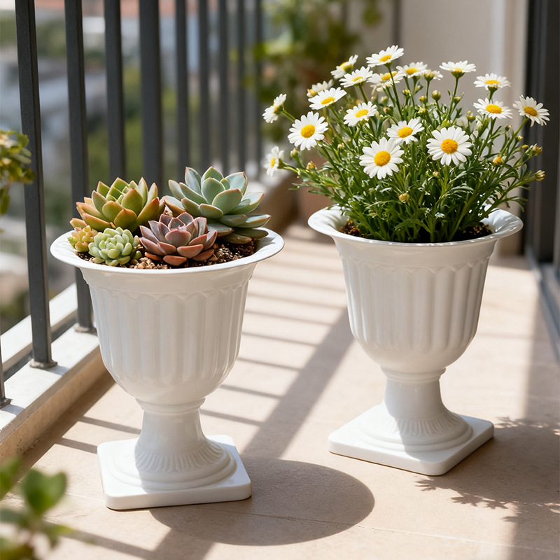 Ghiveci rotund din plastic, în stil roman, pentru birou în design nordic, ghiveci mini pentru suculente, design minimalist și creativ