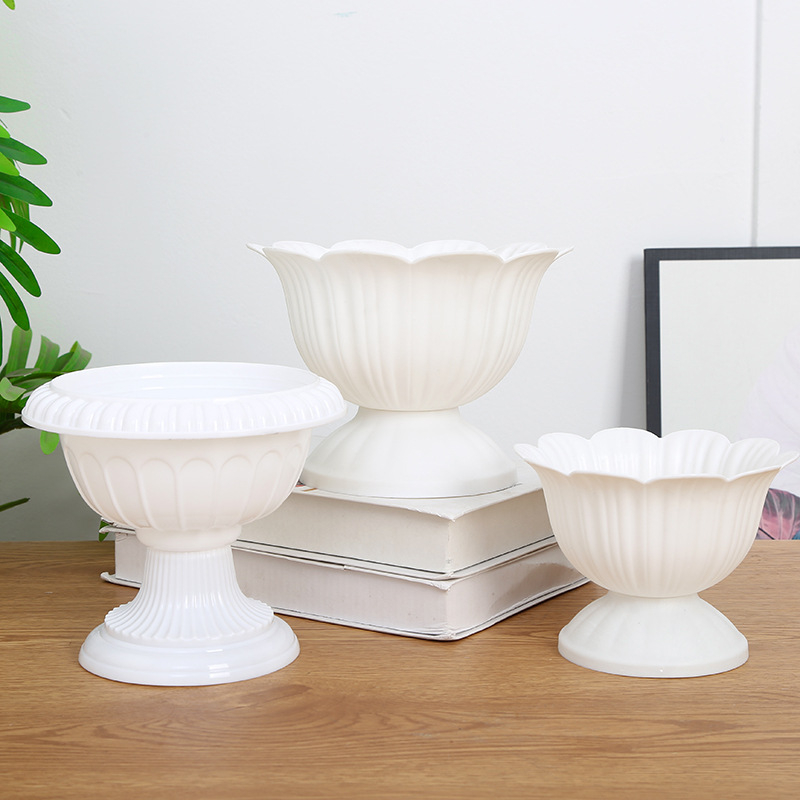 Ghiveci rotund din plastic, în stil roman, pentru birou în design nordic, ghiveci mini pentru suculente, design minimalist și creativ