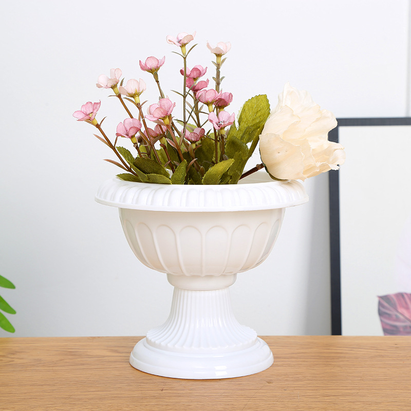 Ghiveci rotund din plastic, în stil roman, pentru birou în design nordic, ghiveci mini pentru suculente, design minimalist și creativ