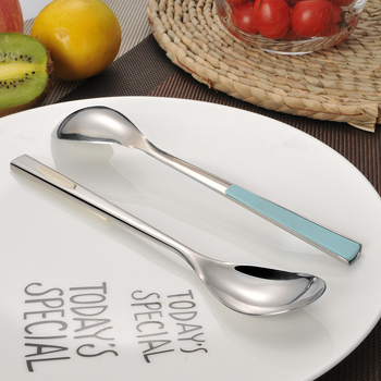 Σετ chopsticks και κουτάλι από ανοξείδωτο ατσάλι 304, 2 τεμάχια, για φοιτητές, φορητό σετ για εξωτερικές χρήσεις