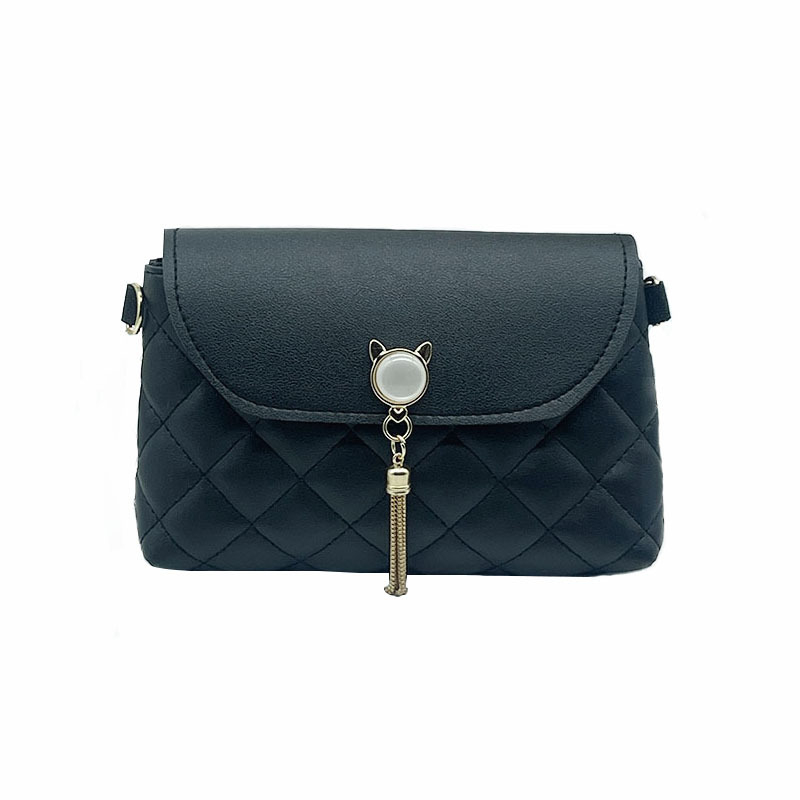 Slatka modna ukrasna kvadratna torbica s izvezenim dijamantnim uzorkom, privjesak s glavom mačke, crossbody, za mobitel i novčanik