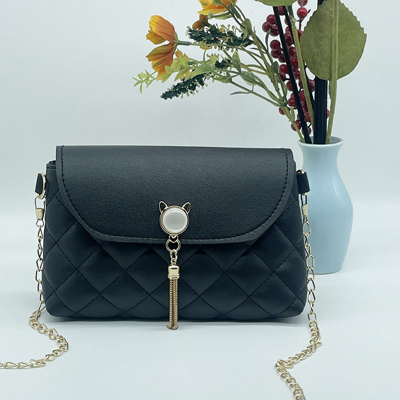 Slatka modna ukrasna kvadratna torbica s izvezenim dijamantnim uzorkom, privjesak s glavom mačke, crossbody, za mobitel i novčanik