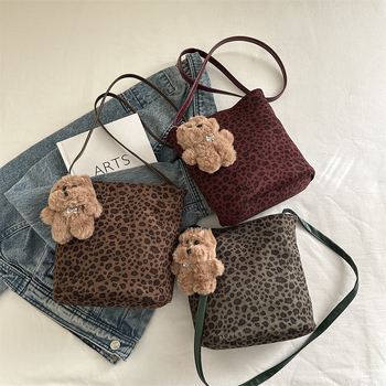 Ženska torba za rame s leopard printom, velika kapaciteta, PU koža, vodootporna, za nošenje preko ramena ili crossbody