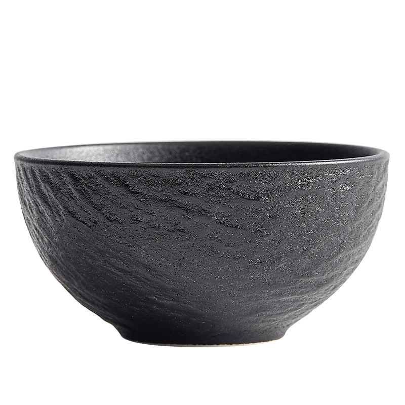 Bol ceramic pentru orez, textură piatră moka, design modern minimalist, diametru 11–11,9 cm, compatibil cu microunde, potrivit pentru deserturi și fructe
