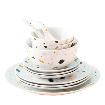 Set ceramic pentru masă în stil Nordic — farfurii și bol de orez