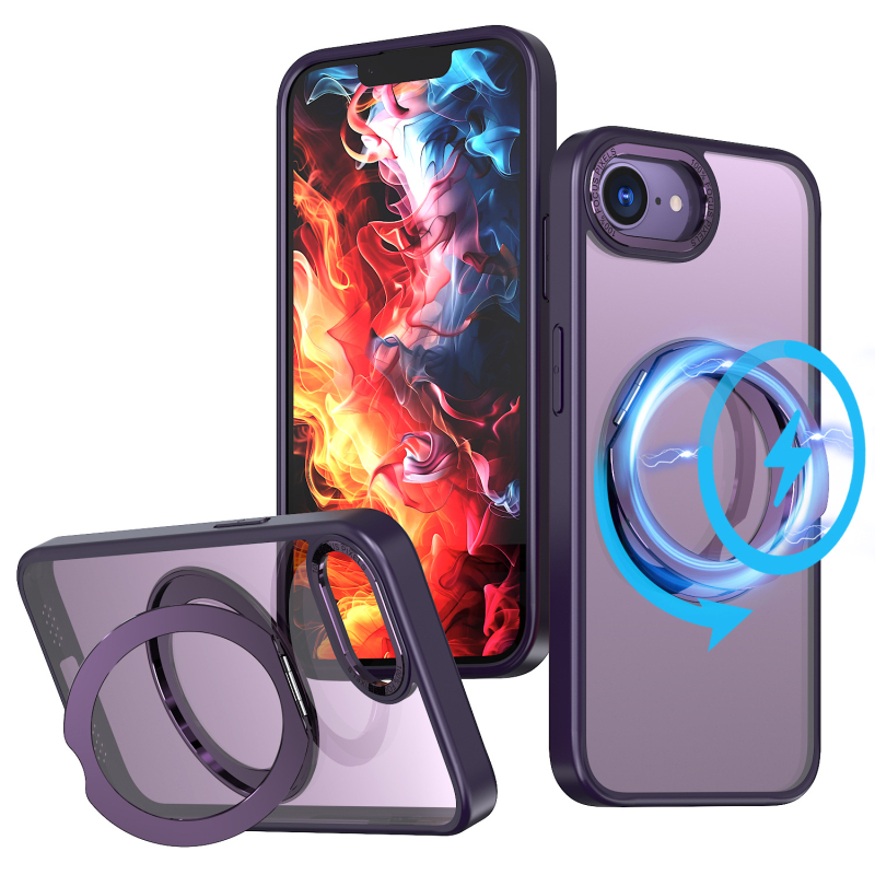 Калъф за iPhone 17 серия със 360° въртящ се пръстен-стойка и MagSafe