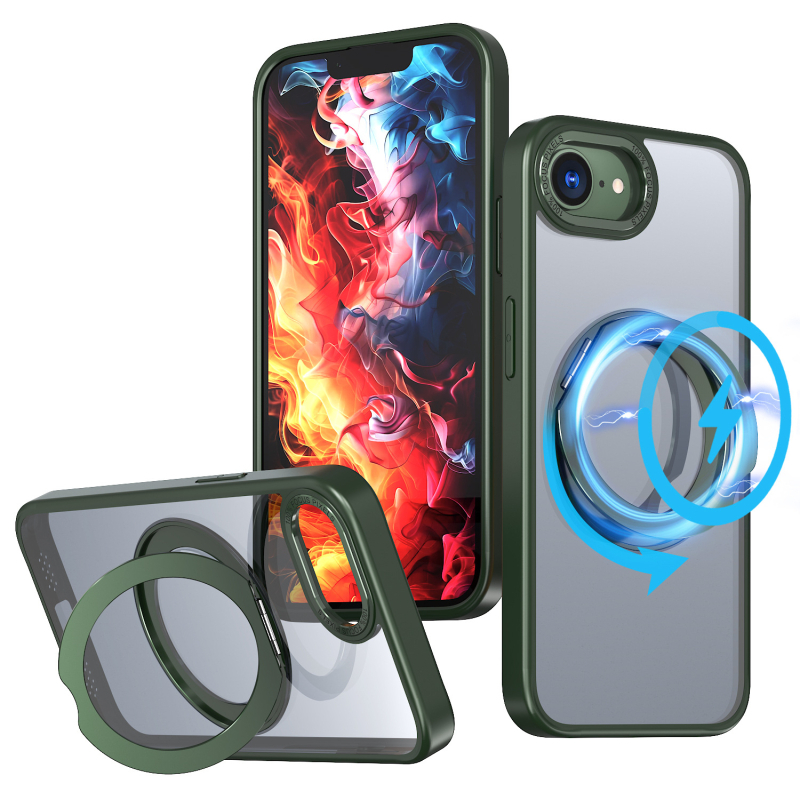 Калъф за iPhone 17 серия със 360° въртящ се пръстен-стойка и MagSafe
