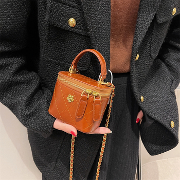 Crvena mini box torbica s lancem, ženska crossbody, dijamantno šivanje