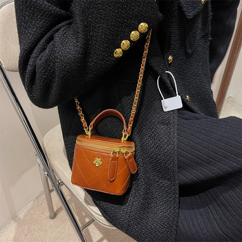 Crvena mini box torbica s lancem, ženska crossbody, dijamantno šivanje