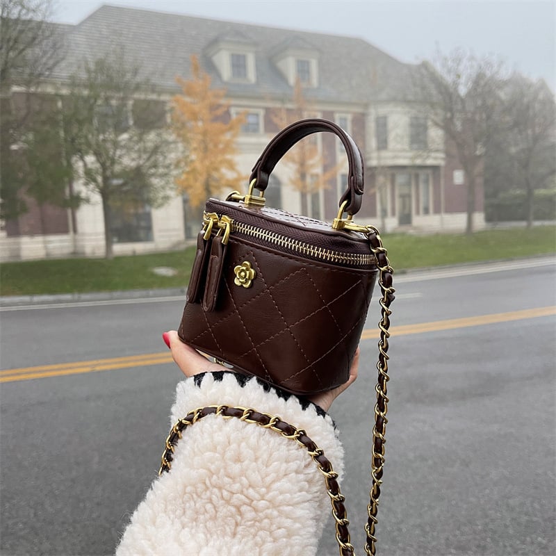 Crvena mini box torbica s lancem, ženska crossbody, dijamantno šivanje
