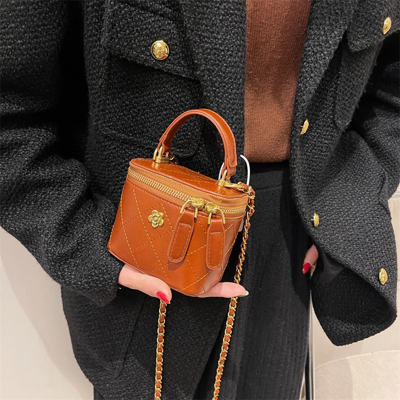Crvena mini box torbica s lancem, ženska crossbody, dijamantno šivanje
