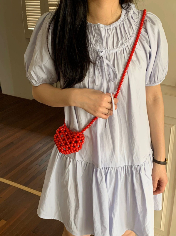 Ručno pleteni mini novčanik za novčiće s motivom srca u francuskom stilu, perle i biseri, mini crossbody torba