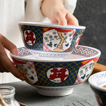 Bol japonez de ramen, melamină cu imitatie de porțelan, bol donburi pentru restaurante, bol înalt pentru supe și tăiței