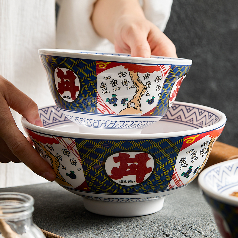 Bol japonez de ramen, melamină cu imitatie de porțelan, bol donburi pentru restaurante, bol înalt pentru supe și tăiței