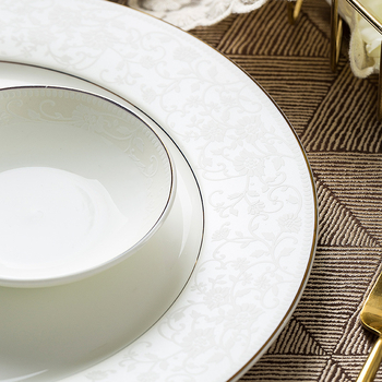 Set de veselă din porțelan de os – farfurii ceramice și boluri mici pentru bucătărie, design modern simplu
