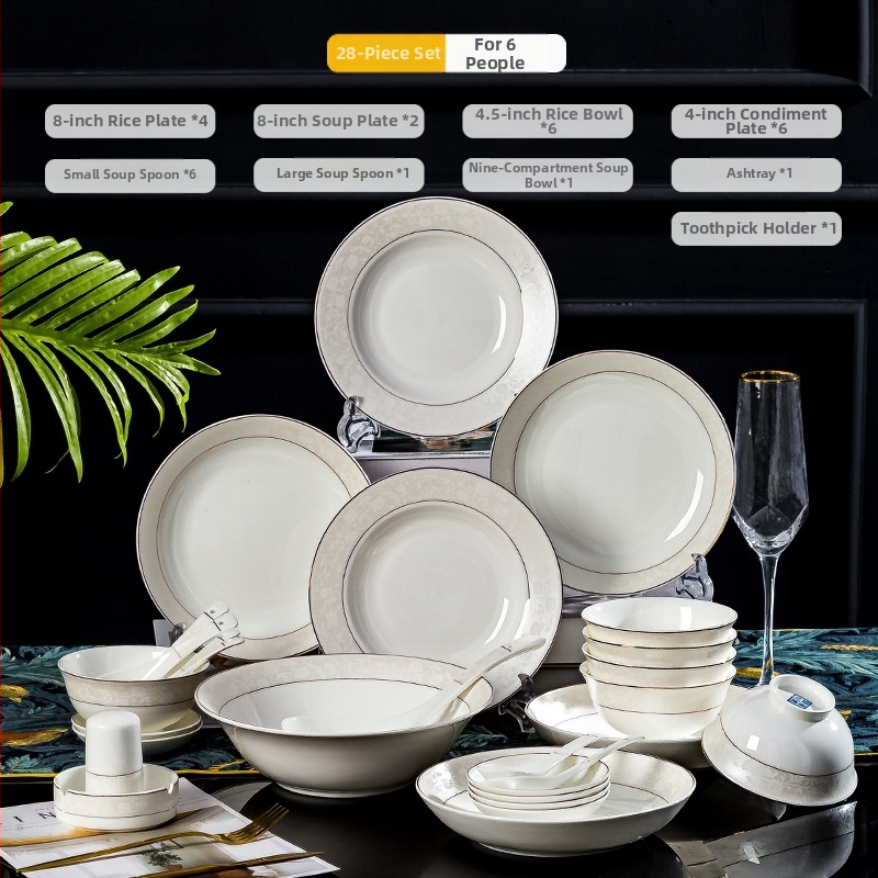 Sada riadu z kostného porcelánu – keramické tanieriky a malé misky, moderný jednoduchý dizajn