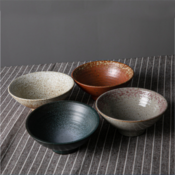 Vas de ceramică în stil japonez retro, porțelan gros, bol pentru ramen și supă, formă rotundă pentru uz casnic și comercial