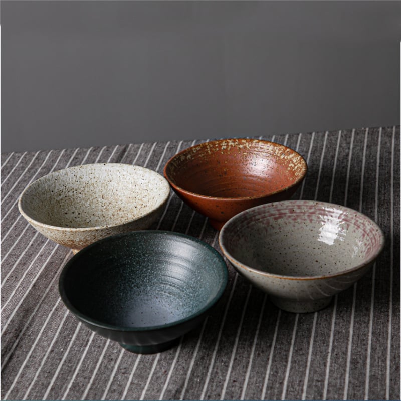 Vas de ceramică în stil japonez retro, porțelan gros, bol pentru ramen și supă, formă rotundă pentru uz casnic și comercial