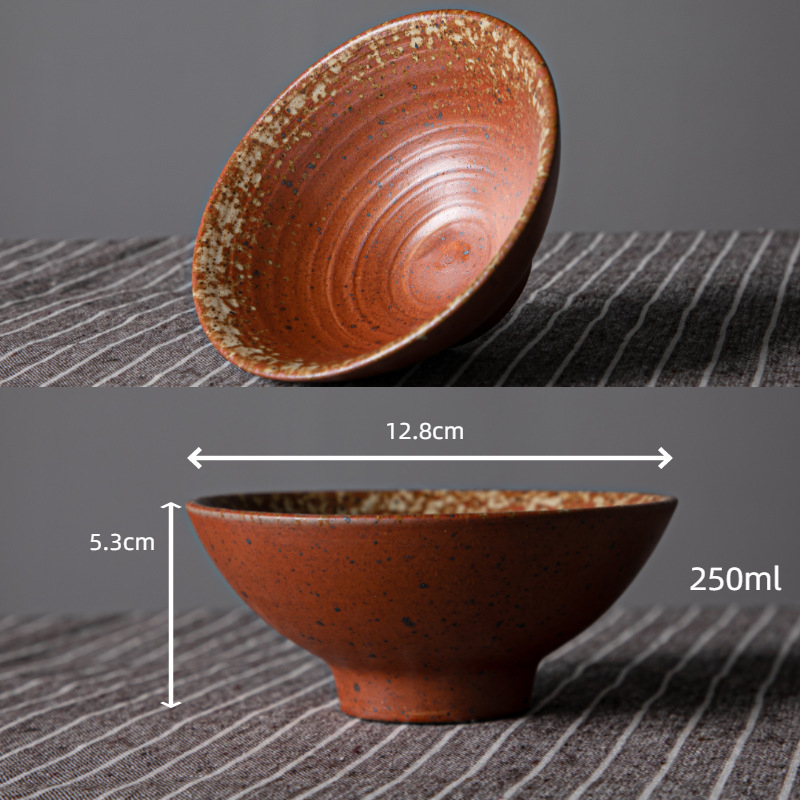 Vas de ceramică în stil japonez retro, porțelan gros, bol pentru ramen și supă, formă rotundă pentru uz casnic și comercial