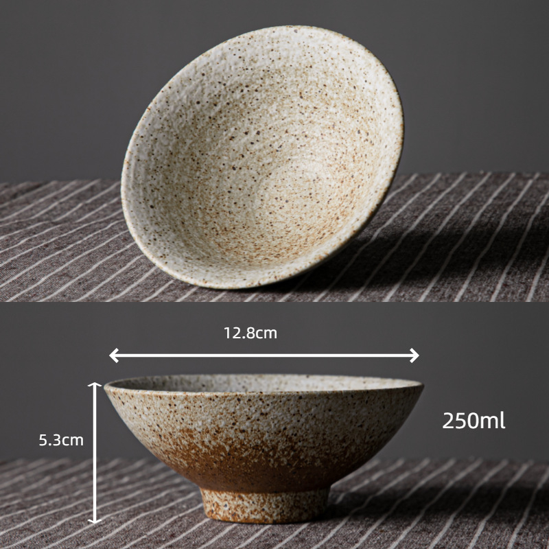 Vas de ceramică în stil japonez retro, porțelan gros, bol pentru ramen și supă, formă rotundă pentru uz casnic și comercial