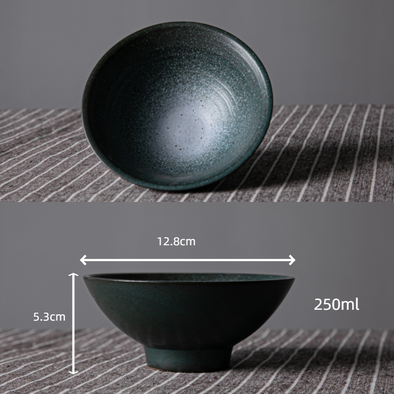 Vas de ceramică în stil japonez retro, porțelan gros, bol pentru ramen și supă, formă rotundă pentru uz casnic și comercial