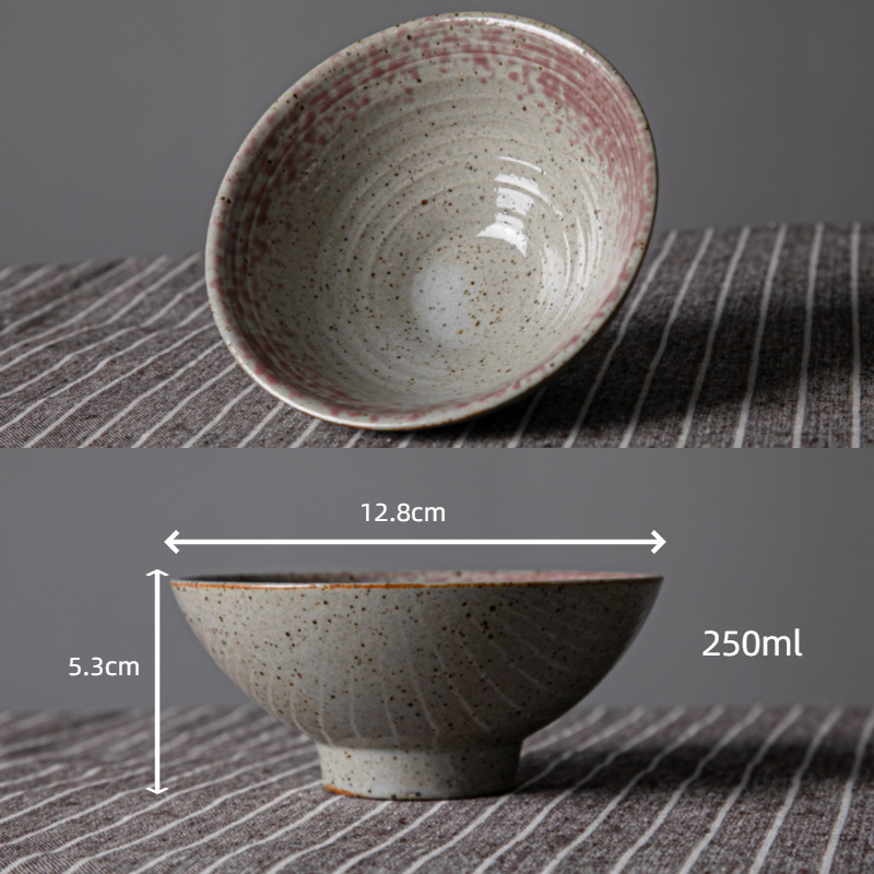 Vas de ceramică în stil japonez retro, porțelan gros, bol pentru ramen și supă, formă rotundă pentru uz casnic și comercial