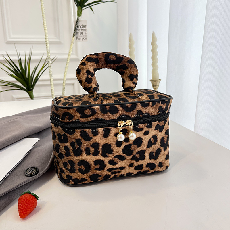Ženska torbica za šminku s leopardim uzorkom, velika kapaciteta, prijenosni putni kozmetički organizator, mini neseser za ruž