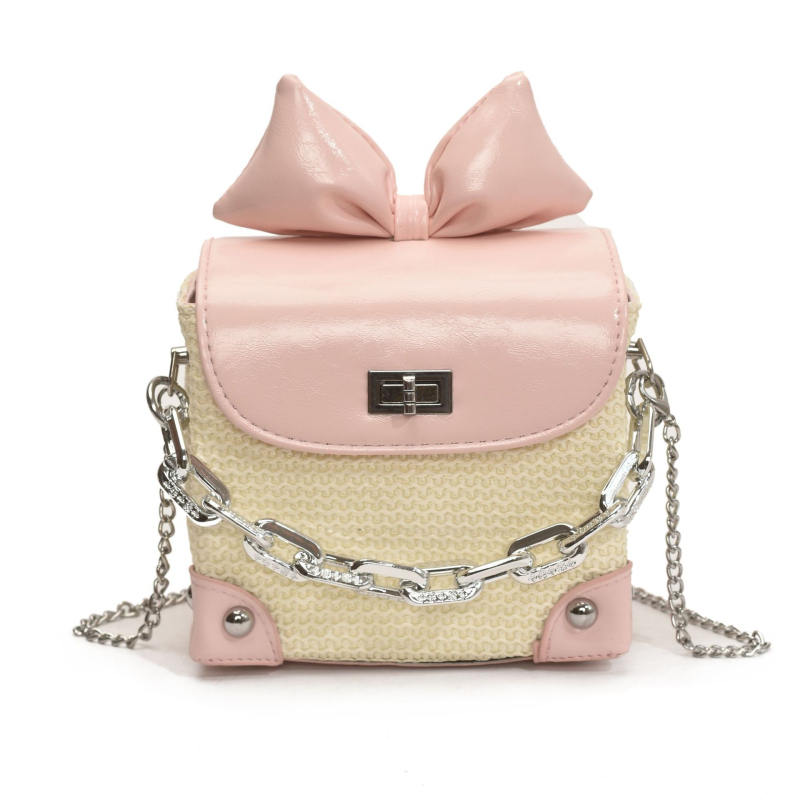 Modna ženska torbica s mašnicom, mala kvadratna slamena crossbody torba, 2026 novi model