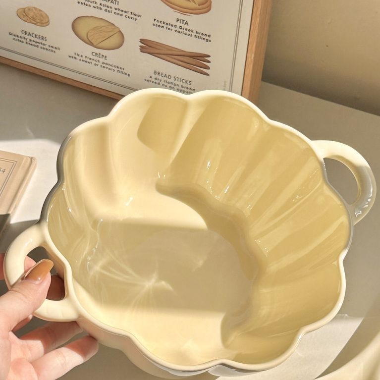 Bol mare pentru supă cu mâneri duble, bol din porțelan pentru noodles, bol pentru snail noodles, design elegant, cu lingură