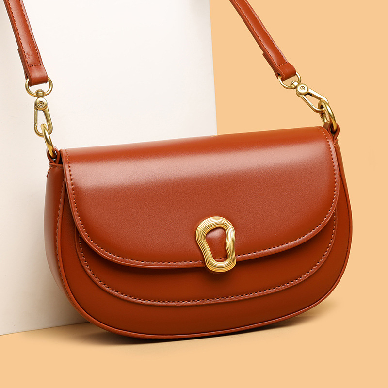 Teksturirana PU ženska torba – retro sedlovna torba, crossbody, gradski stil, srednja veličina, proljeće 2024