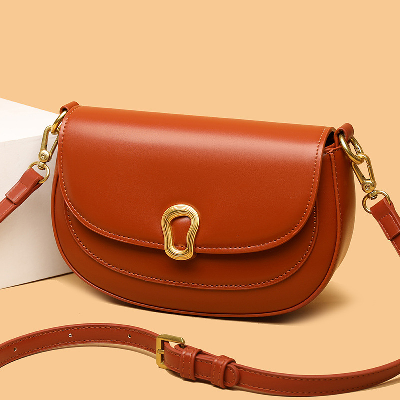 Teksturirana PU ženska torba – retro sedlovna torba, crossbody, gradski stil, srednja veličina, proljeće 2024