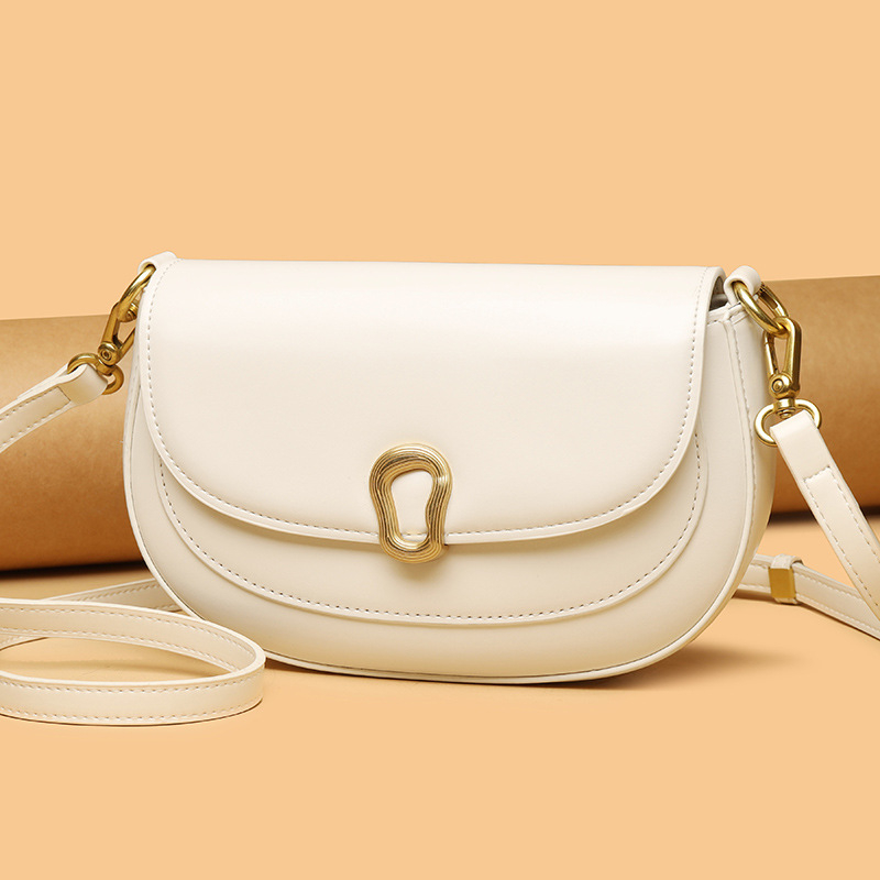 Teksturirana PU ženska torba – retro sedlovna torba, crossbody, gradski stil, srednja veličina, proljeće 2024