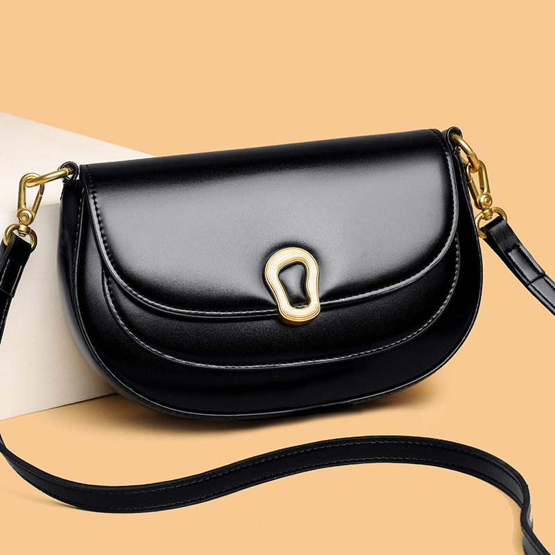 Teksturirana PU ženska torba – retro sedlovna torba, crossbody, gradski stil, srednja veličina, proljeće 2024