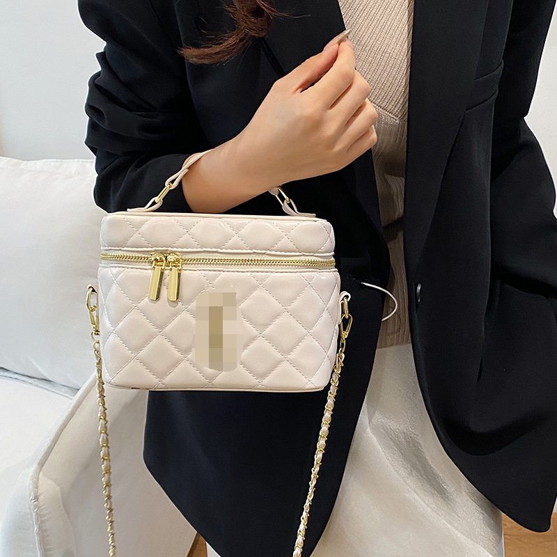 Mala mini torbica s lancem i uzorkom romba - Korejska moda, luksuzna ženska torbica za ruž, PU materijal