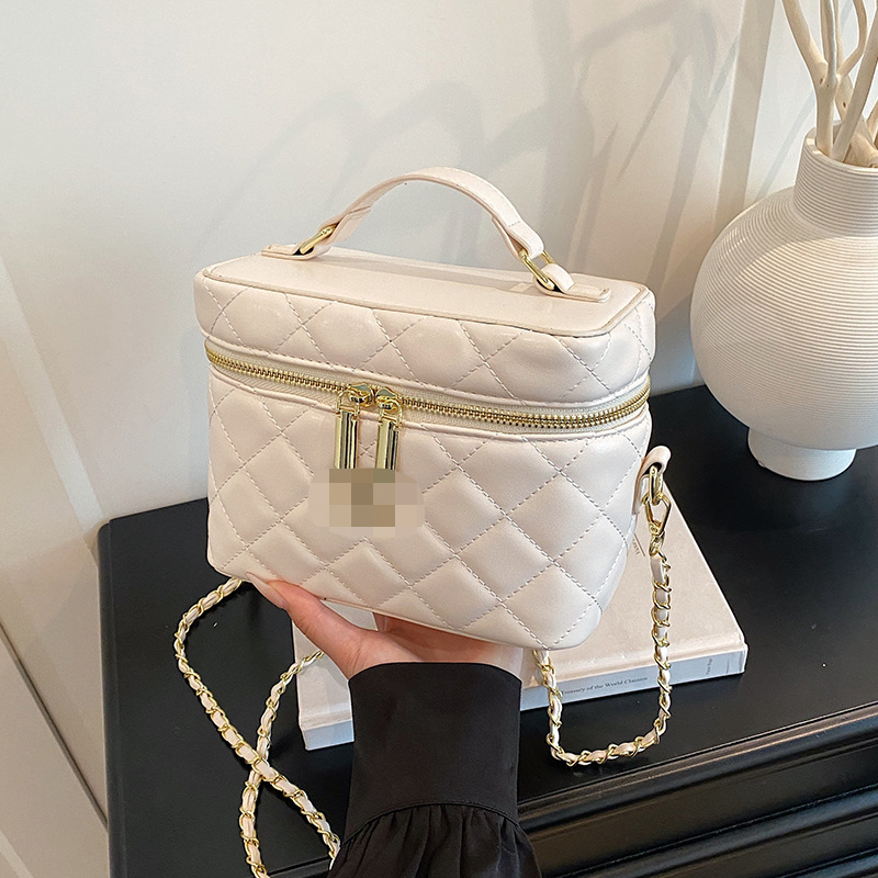 Mala mini torbica s lancem i uzorkom romba - Korejska moda, luksuzna ženska torbica za ruž, PU materijal