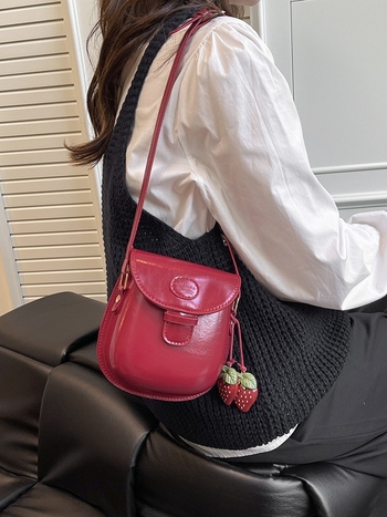 Ženska mini sedlovna torba, retro stil, preko ramena, PU koža, jesen-zima 2025
