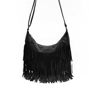 Ženska torbica s resicama, crossbody, stil sedla