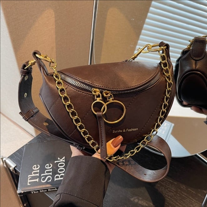 Benlan ženska sedlasta torba s lancem, retro stil, crossbody, jesen-zima 2025