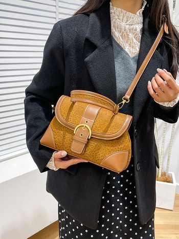 Torba u stilu sedla s leopardovim uzorkom, jesen-zimski retro stil, velika kapaciteta, moderna ženska torba