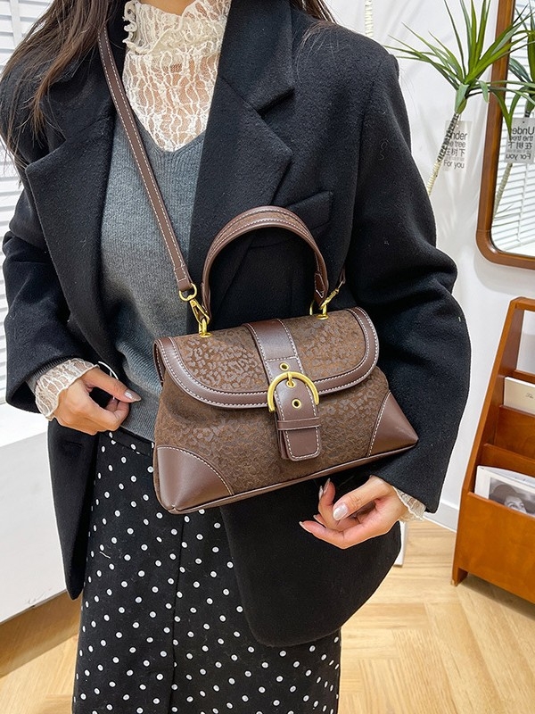 Torba u stilu sedla s leopardovim uzorkom, jesen-zimski retro stil, velika kapaciteta, moderna ženska torba