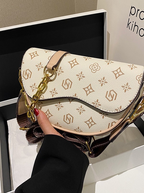 Ispisana crossbody torba, retro sedlastog stila za žene, 2026 modni svestrani model