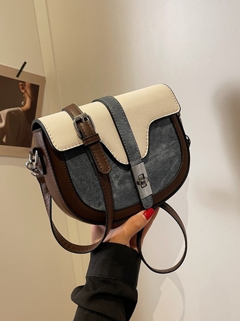 Ženska saddle torba u francuskom stilu od denima, ljeto 2025, luksuzna crossbody torba s kontrastnim bojama